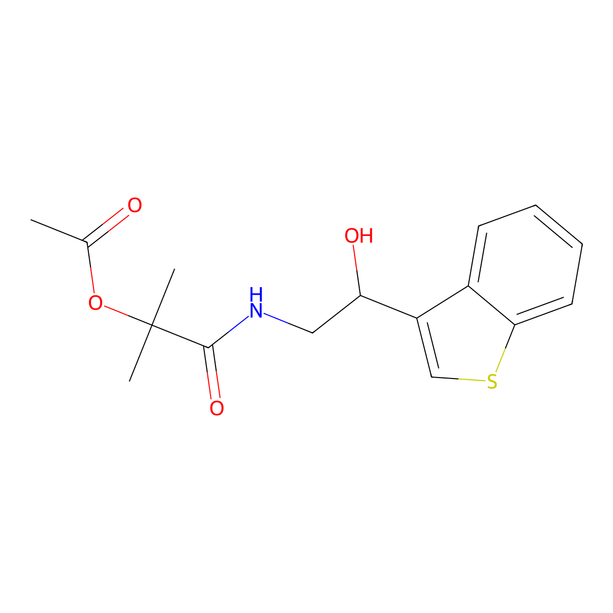 1-((2-(Benzo[b]thiophen-3-yl)-2-hydroxyethyl)amino)-2-methyl-1-oxopropan-2-yl acetate molecular structure, CAS 2034602-56-5