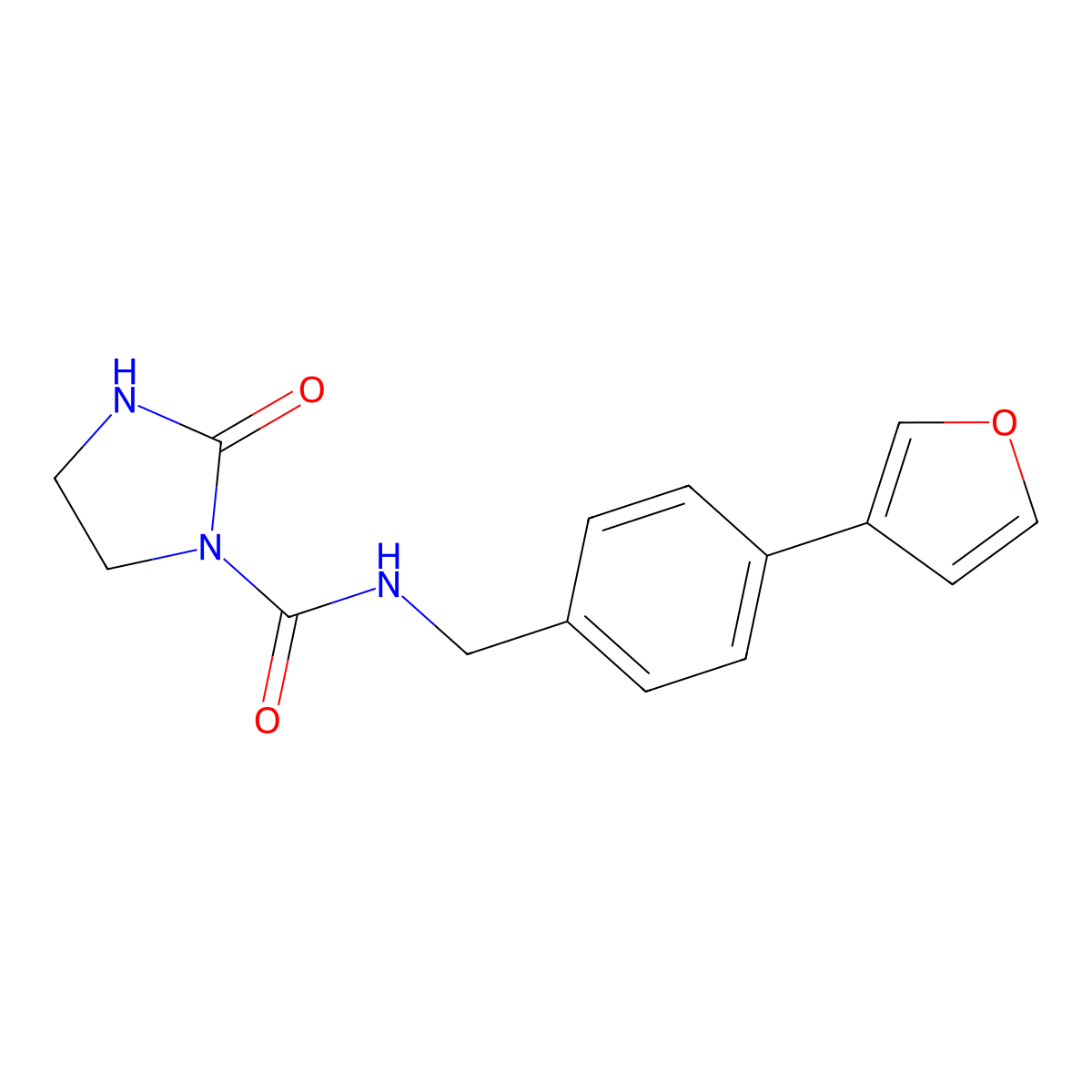 N-(4-(furan-3-yl)benzyl)-2-oxoimidazolidine-1-carboxamide molecular structure, CAS 2034602-63-4