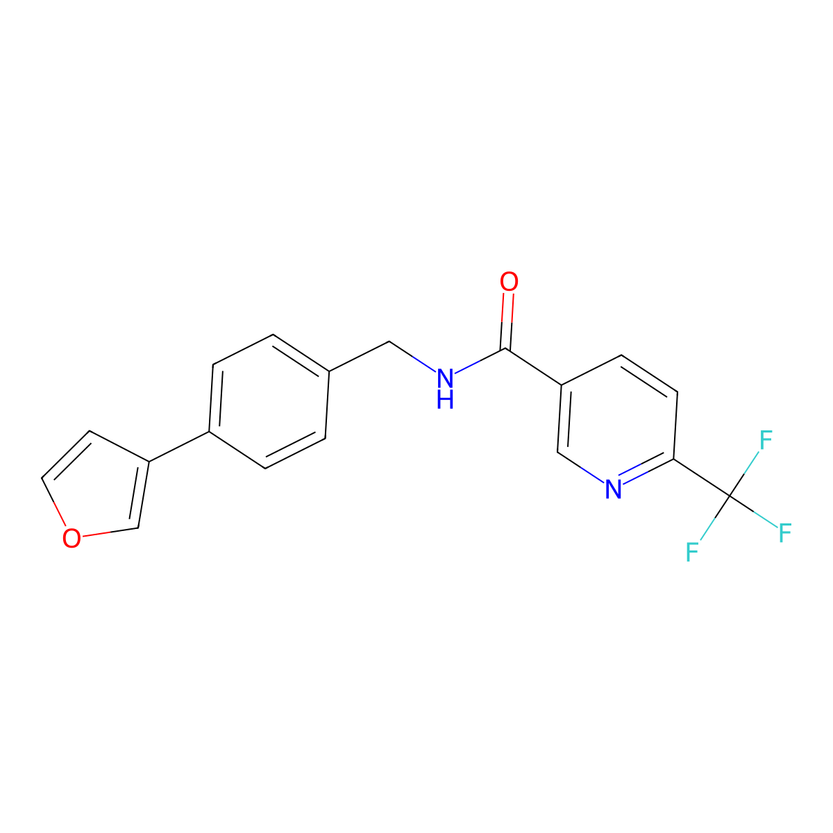 N-(4-(furan-3-yl)benzyl)-6-(trifluoromethyl)nicotinamide molecular structure, CAS 2034602-72-5