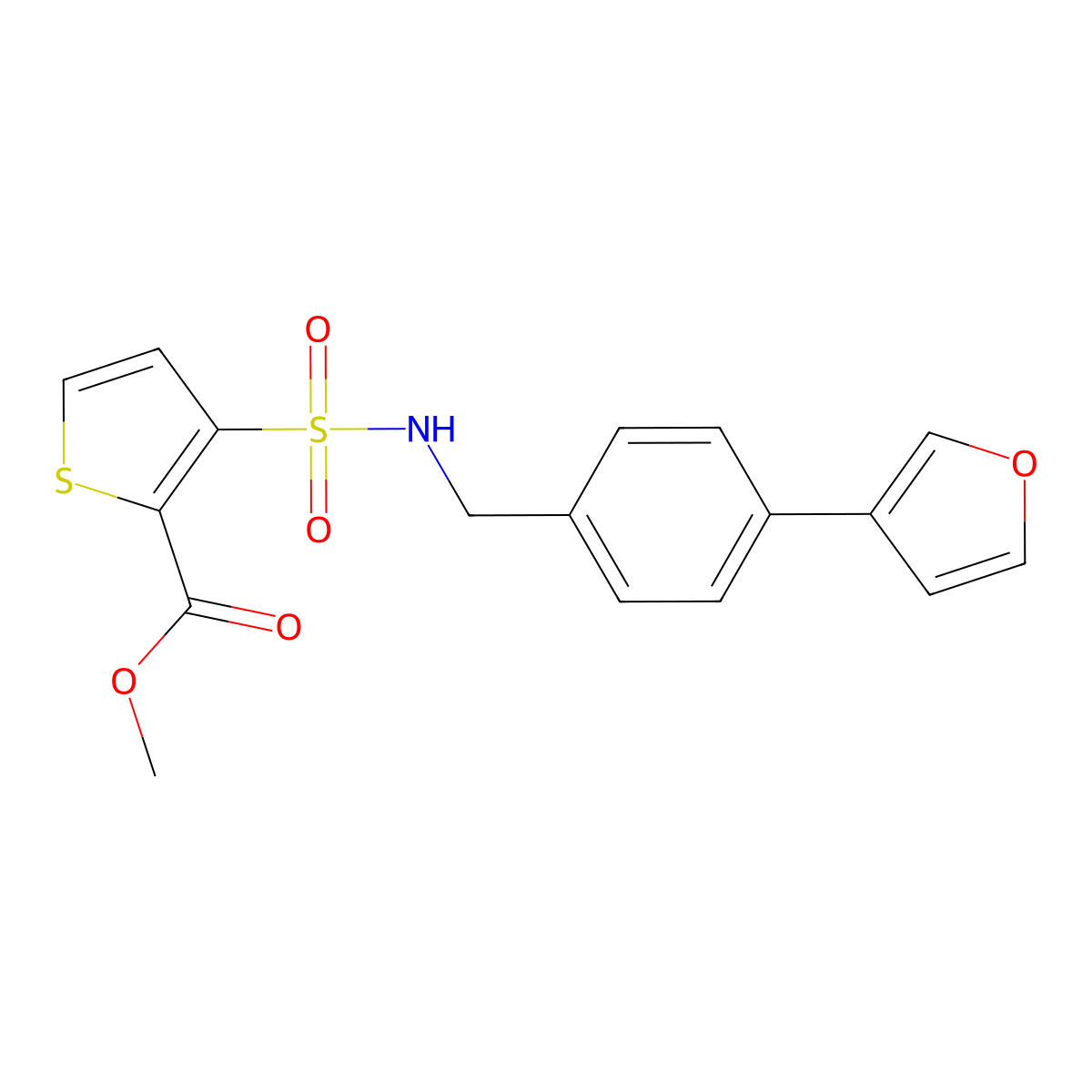 methyl 3-(N-(4-(furan-3-yl)benzyl)sulfamoyl)thiophene-2-carboxylate molecular structure, CAS 2034602-81-6