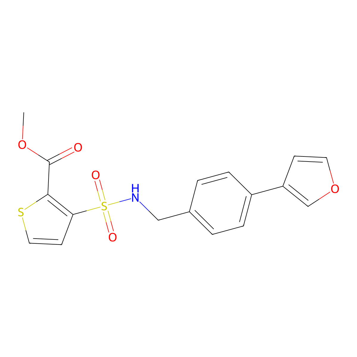 methyl 3-(N-(4-(furan-3-yl)benzyl)sulfamoyl)thiophene-2-carboxylate molecular structure, CAS 2034602-81-6