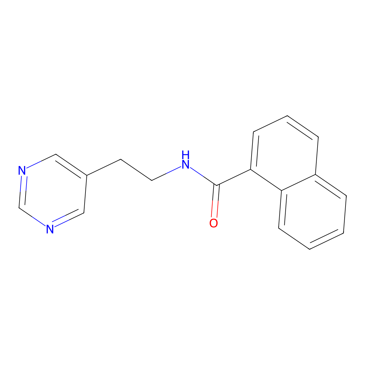 N-(2-(pyrimidin-5-yl)ethyl)-1-naphthamide molecular structure, CAS 2034603-18-2