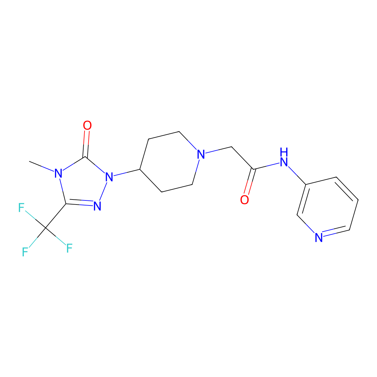 2-{4-[4-methyl-5-oxo-3-(trifluoromethyl)-4,5-dihydro-1H-1,2,4-triazol-1-yl]piperidin-1-yl}-N-(pyridin-3-yl)acetamide molecular structure, CAS 2034603-21-7