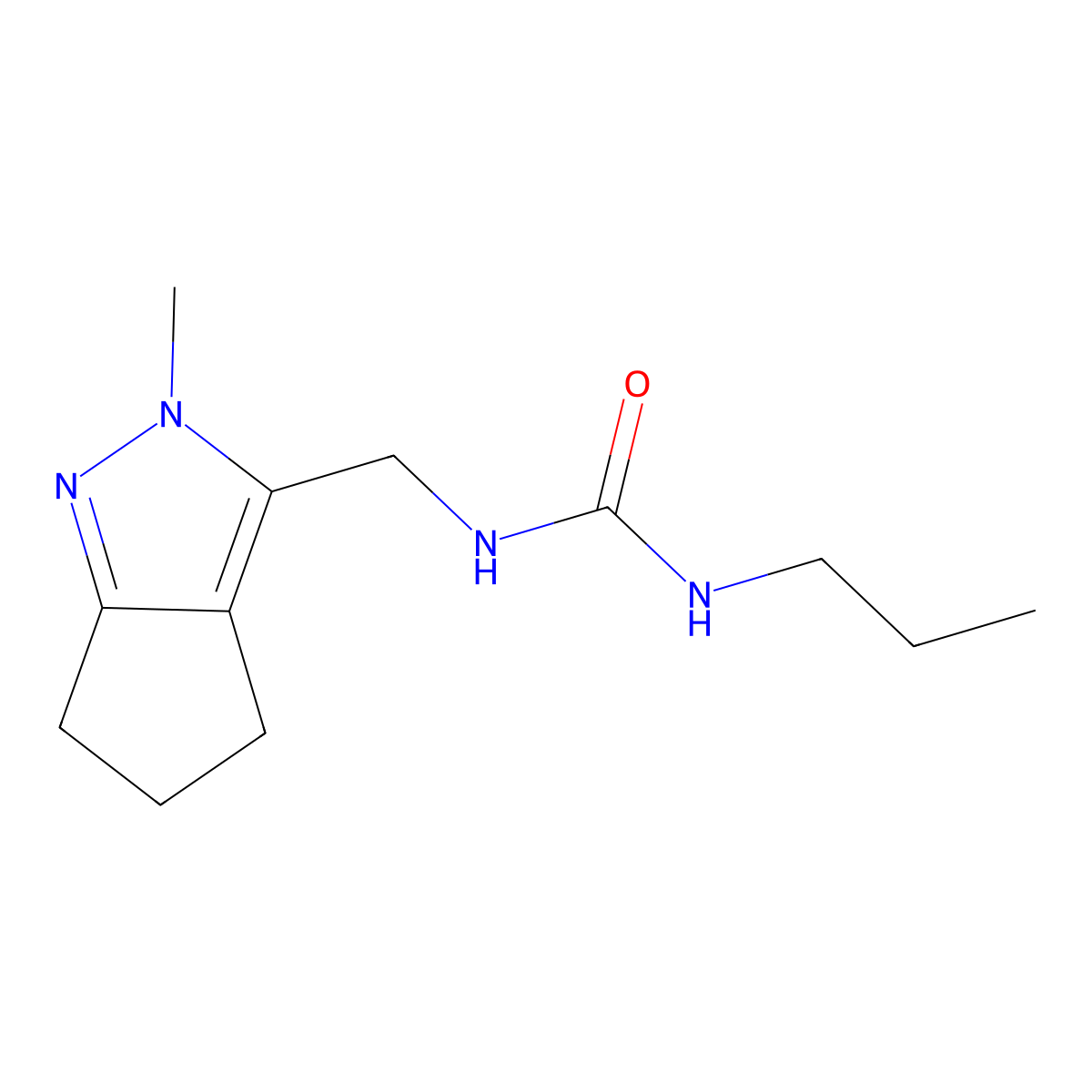 1-((2-Methyl-2,4,5,6-tetrahydrocyclopenta[c]pyrazol-3-yl)methyl)-3-propylurea molecular structure, CAS 2034603-22-8