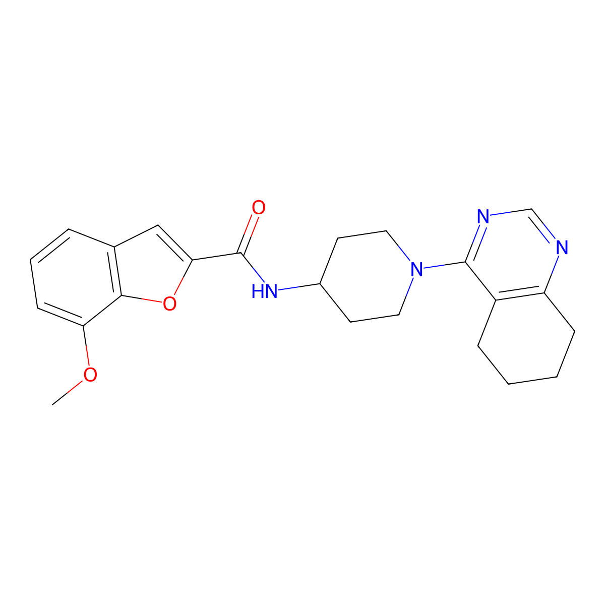 7-methoxy-N-(1-(5,6,7,8-tetrahydroquinazolin-4-yl)piperidin-4-yl)benzofuran-2-carboxamide molecular structure, CAS 2034603-25-1