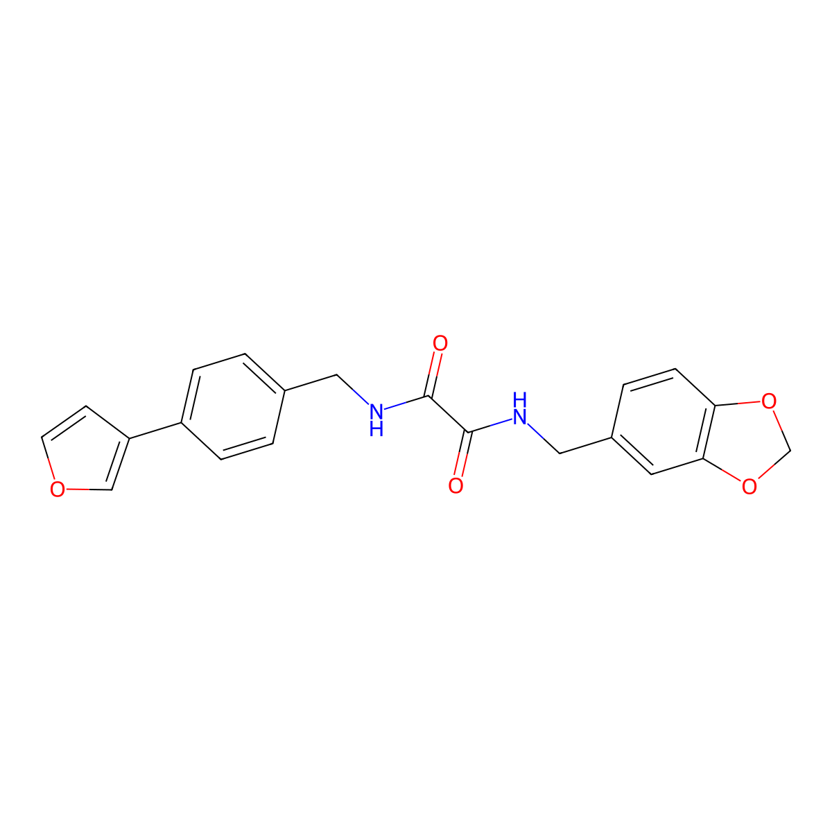 N1-(benzo[d][1,3]dioxol-5-ylmethyl)-N2-(4-(furan-3-yl)benzyl)oxalamide molecular structure, CAS 2034603-42-2