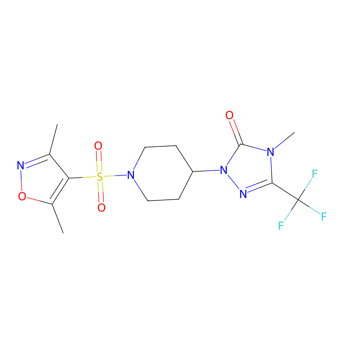 1-(1-((3,5-dimethylisoxazol-4-yl)sulfonyl)piperidin-4-yl)-4-methyl-3-(trifluoromethyl)-1H-1,2,4-triazol-5(4H)-one molecular structure, CAS 2034603-52-4