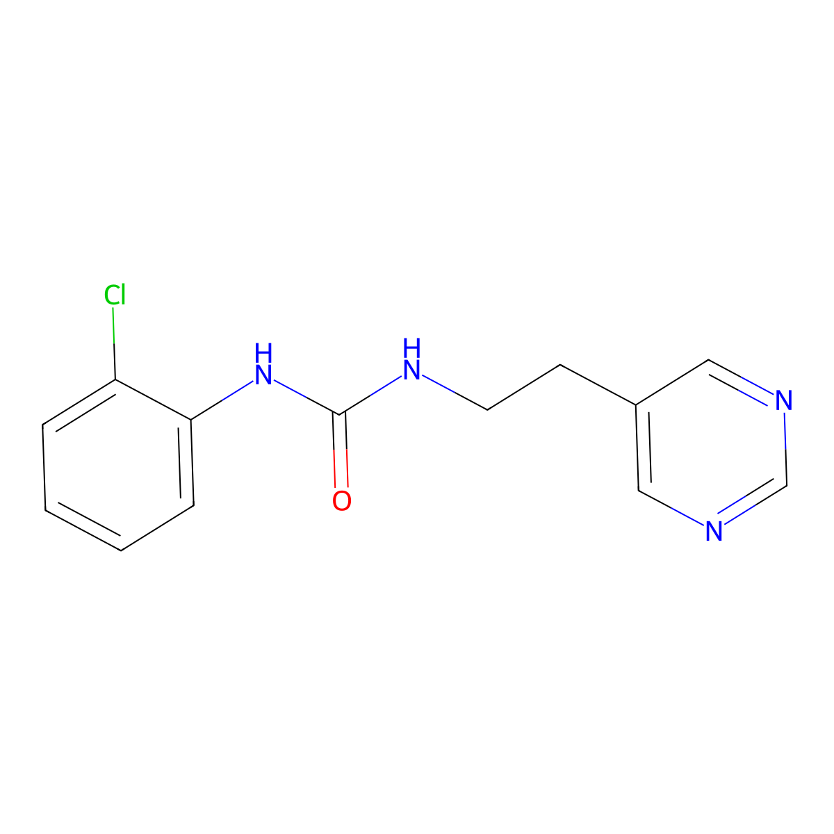 1-(2-Chlorophenyl)-3-(2-(pyrimidin-5-yl)ethyl)urea molecular structure, CAS 2034603-54-6