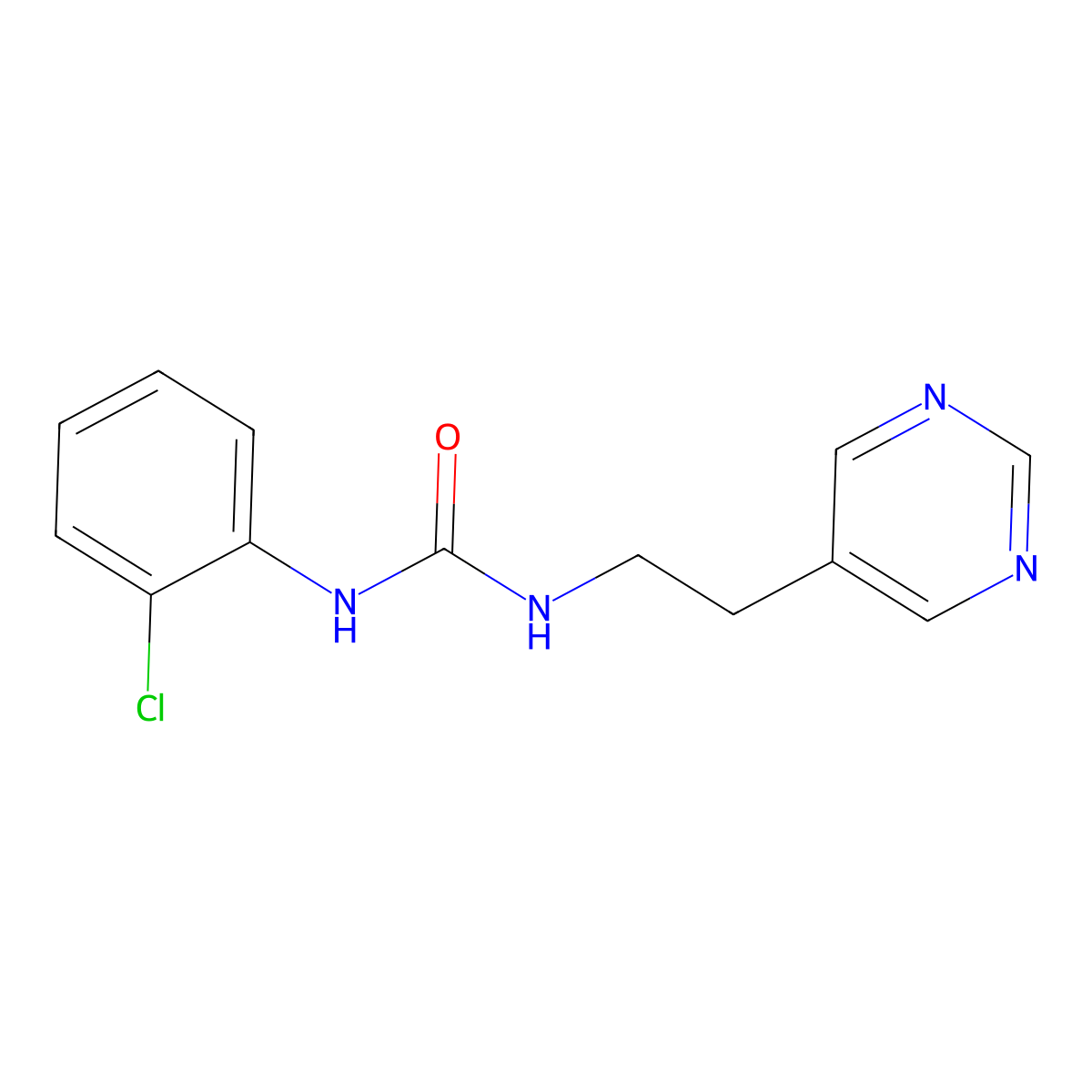 1-(2-Chlorophenyl)-3-(2-(pyrimidin-5-yl)ethyl)urea molecular structure, CAS 2034603-54-6