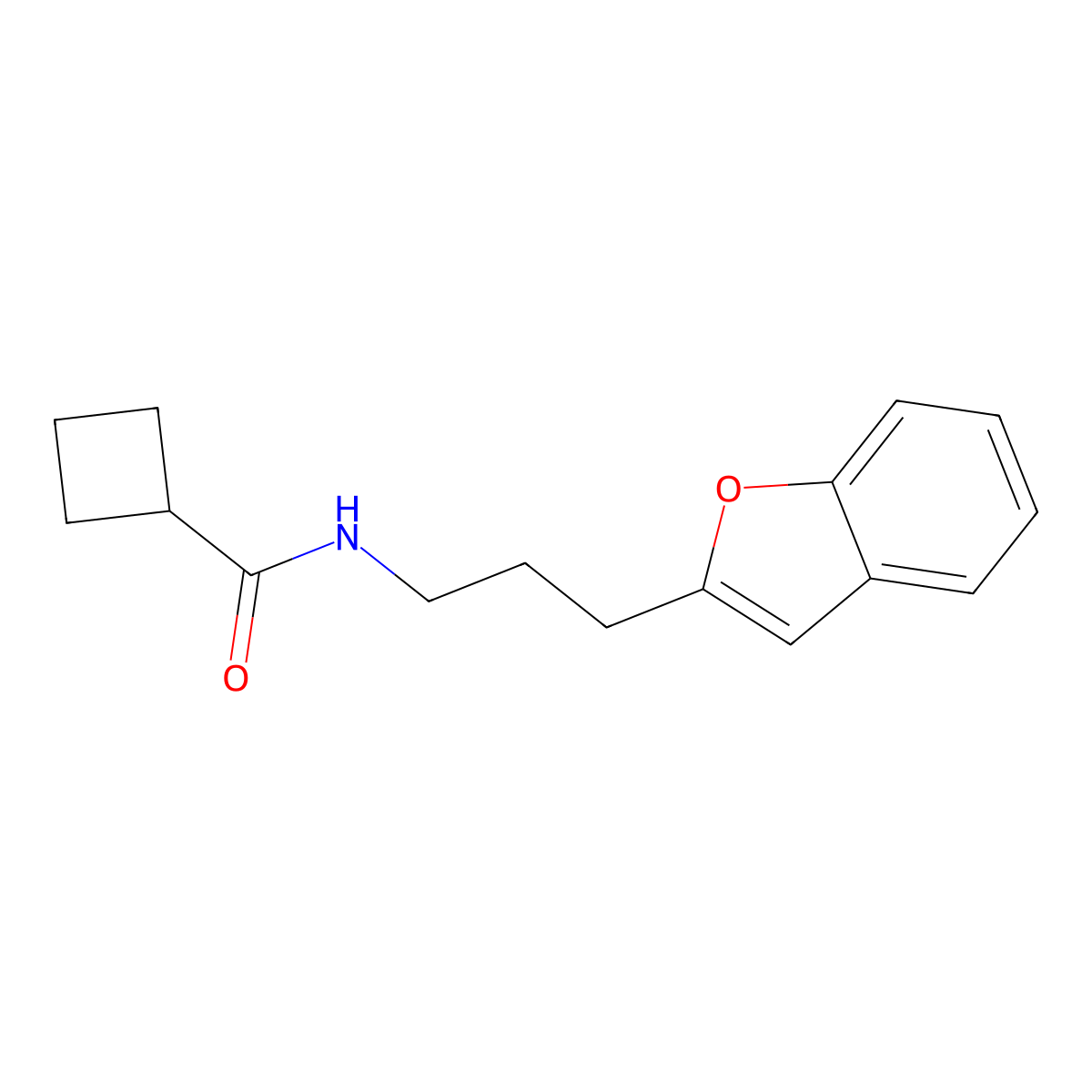N-(3-(benzofuran-2-yl)propyl)cyclobutanecarboxamide molecular structure, CAS 2034603-57-9