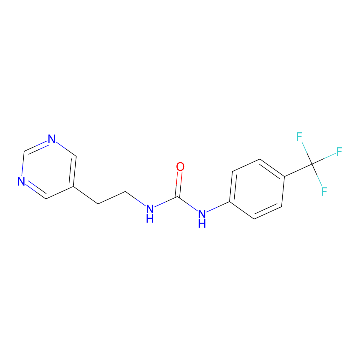 1-(2-(Pyrimidin-5-yl)ethyl)-3-(4-(trifluoromethyl)phenyl)urea molecular structure, CAS 2034603-61-5