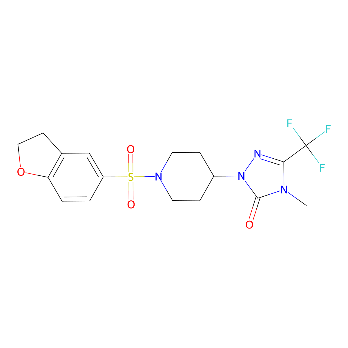 1-(1-((2,3-dihydrobenzofuran-5-yl)sulfonyl)piperidin-4-yl)-4-methyl-3-(trifluoromethyl)-1H-1,2,4-triazol-5(4H)-one molecular structure, CAS 2034603-65-9