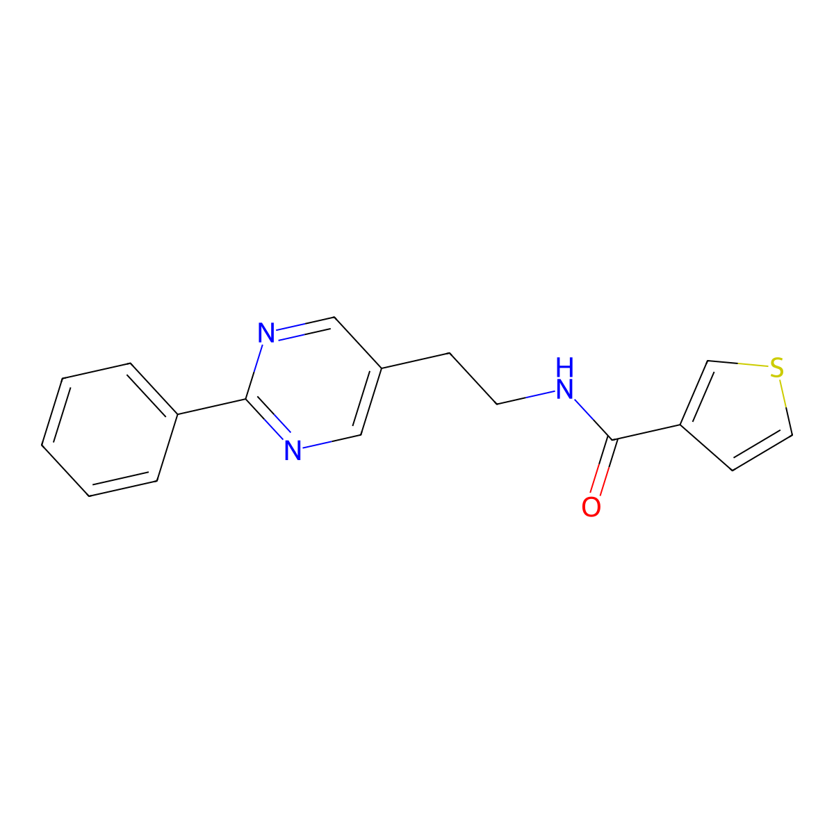 N-[2-(2-phenylpyrimidin-5-yl)ethyl]thiophene-3-carboxamide molecular structure, CAS 2034603-73-9