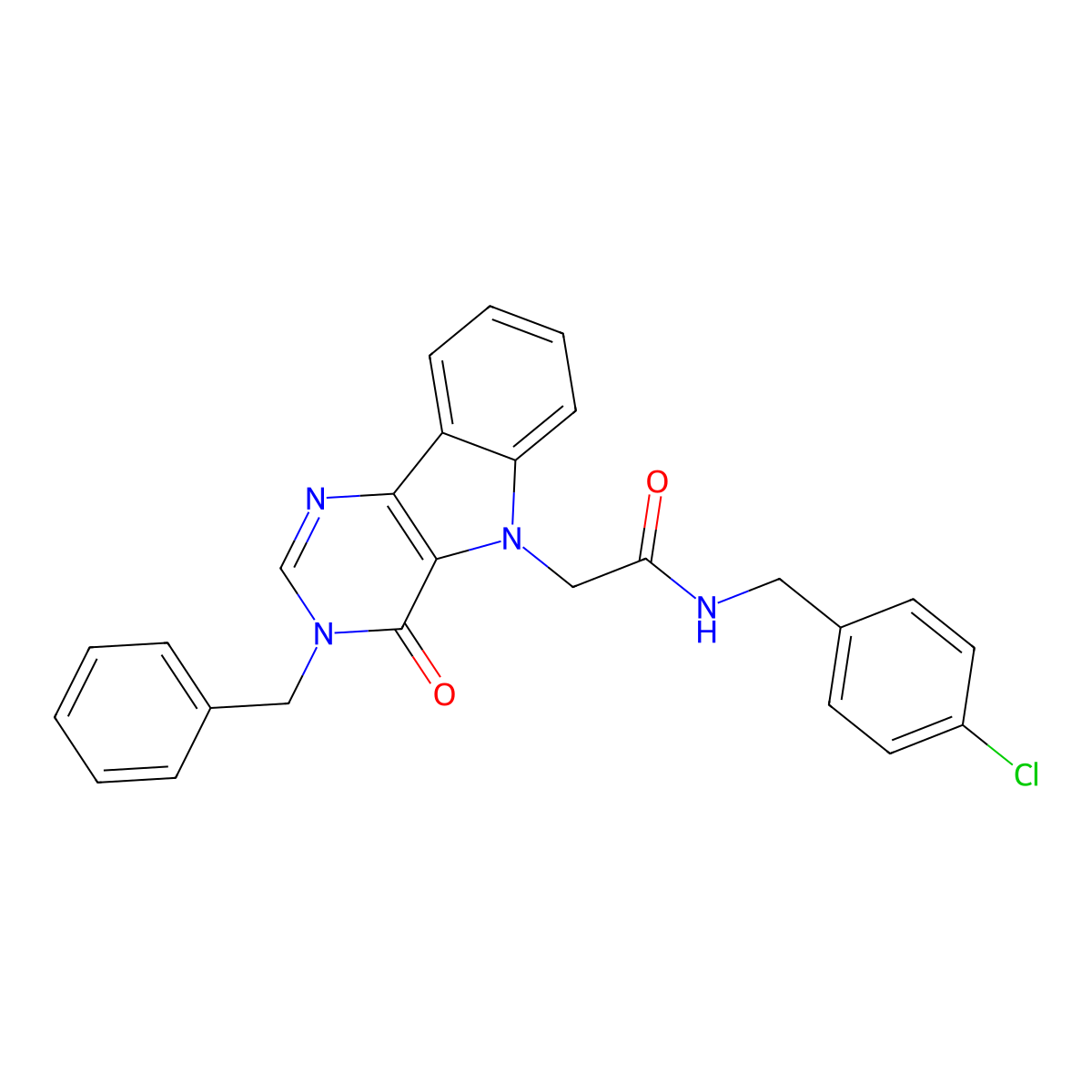 2-(3-benzyl-4-oxo-3H-pyrimido[5,4-b]indol-5(4H)-yl)-N-(4-chlorobenzyl)acetamide molecular structure, CAS 2034603-80-8