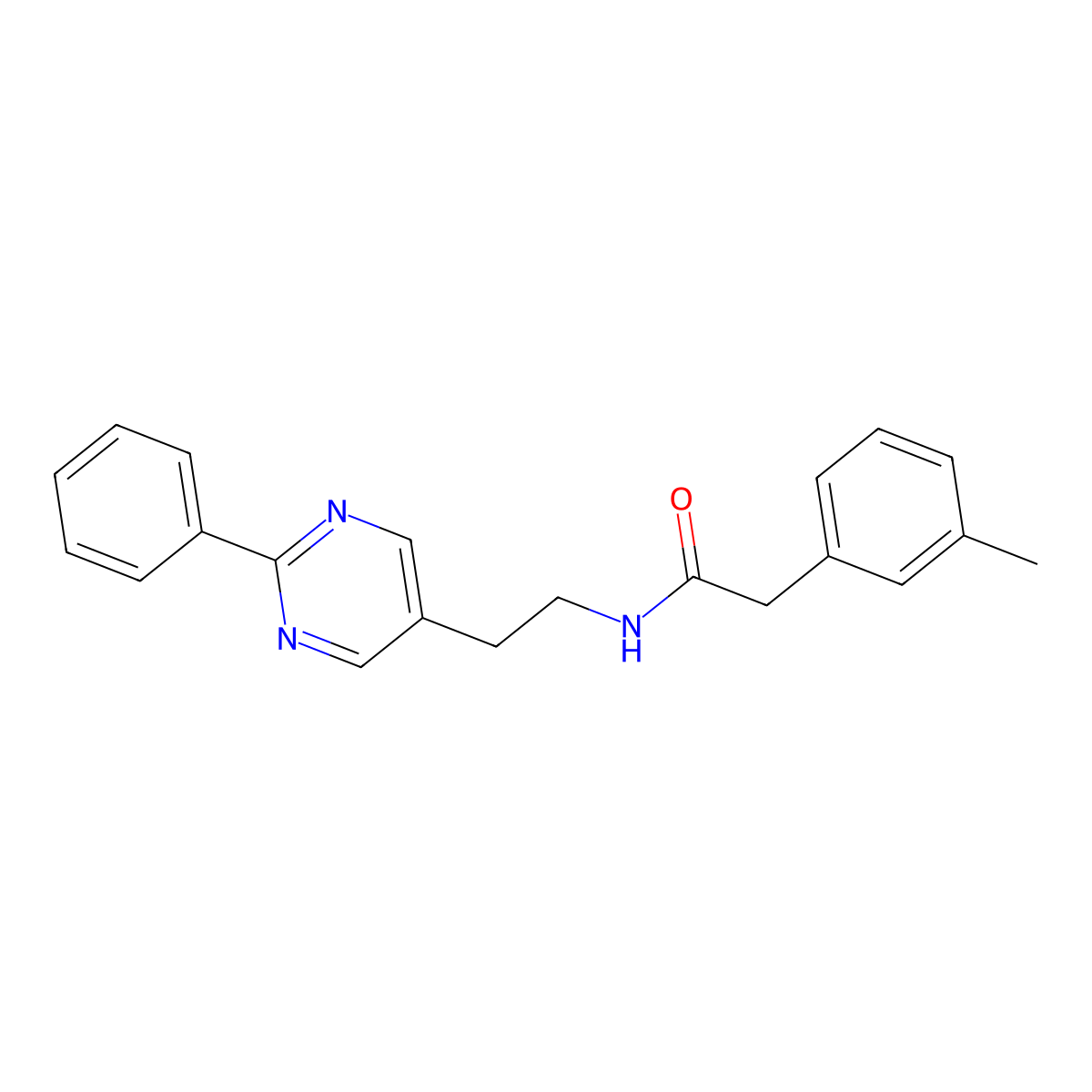 N-(2-(2-phenylpyrimidin-5-yl)ethyl)-2-(m-tolyl)acetamide molecular structure, CAS 2034603-89-7