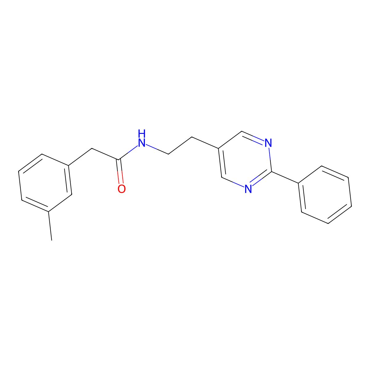 N-(2-(2-phenylpyrimidin-5-yl)ethyl)-2-(m-tolyl)acetamide molecular structure, CAS 2034603-89-7
