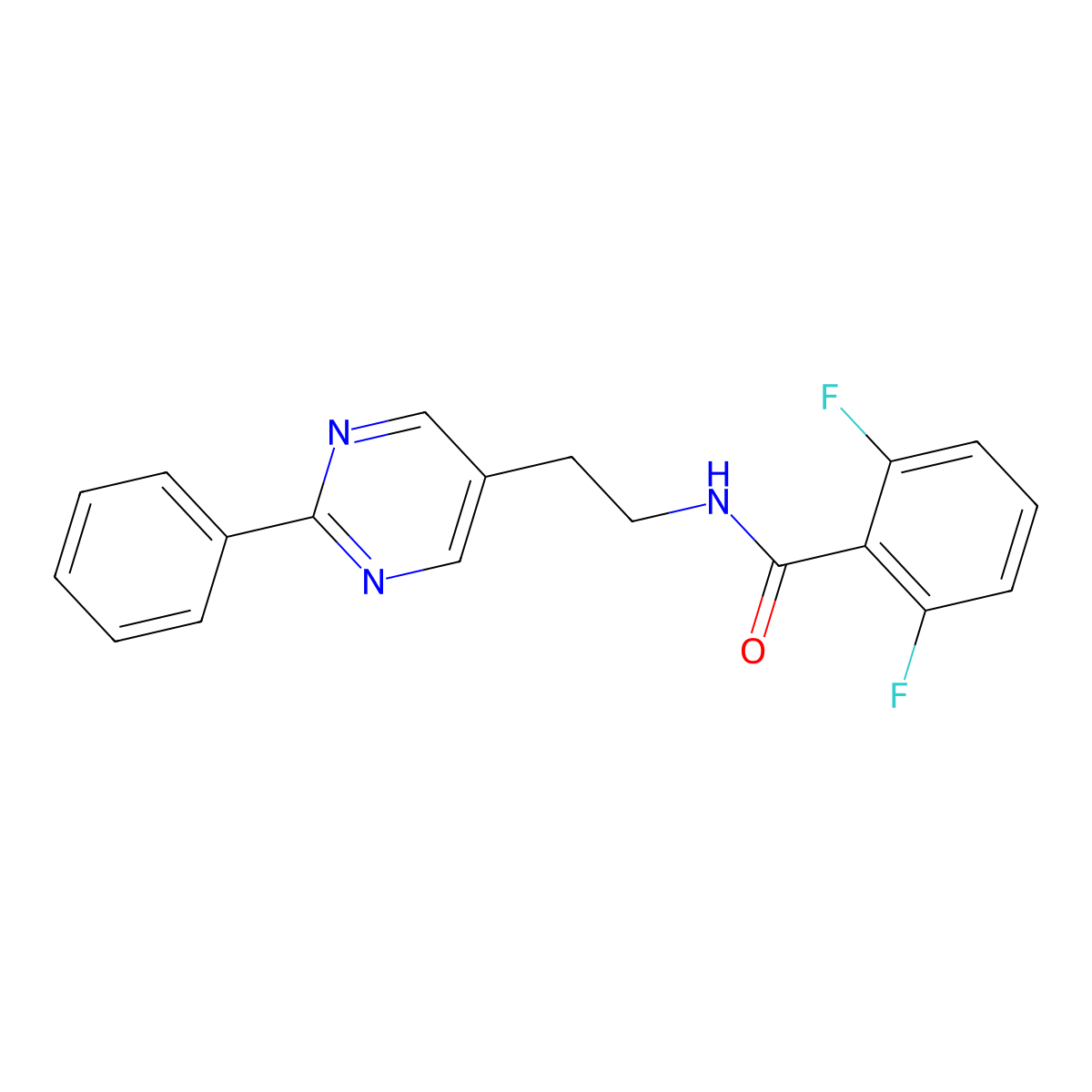 2,6-difluoro-N-(2-(2-phenylpyrimidin-5-yl)ethyl)benzamide molecular structure, CAS 2034603-96-6