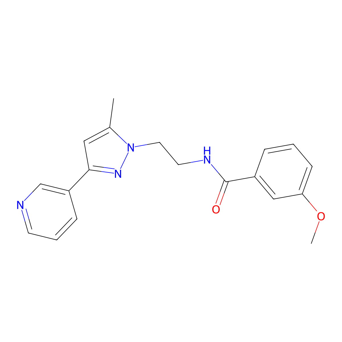 3-methoxy-N-{2-[5-methyl-3-(pyridin-3-yl)-1H-pyrazol-1-yl]ethyl}benzamide molecular structure, CAS 2034603-97-7