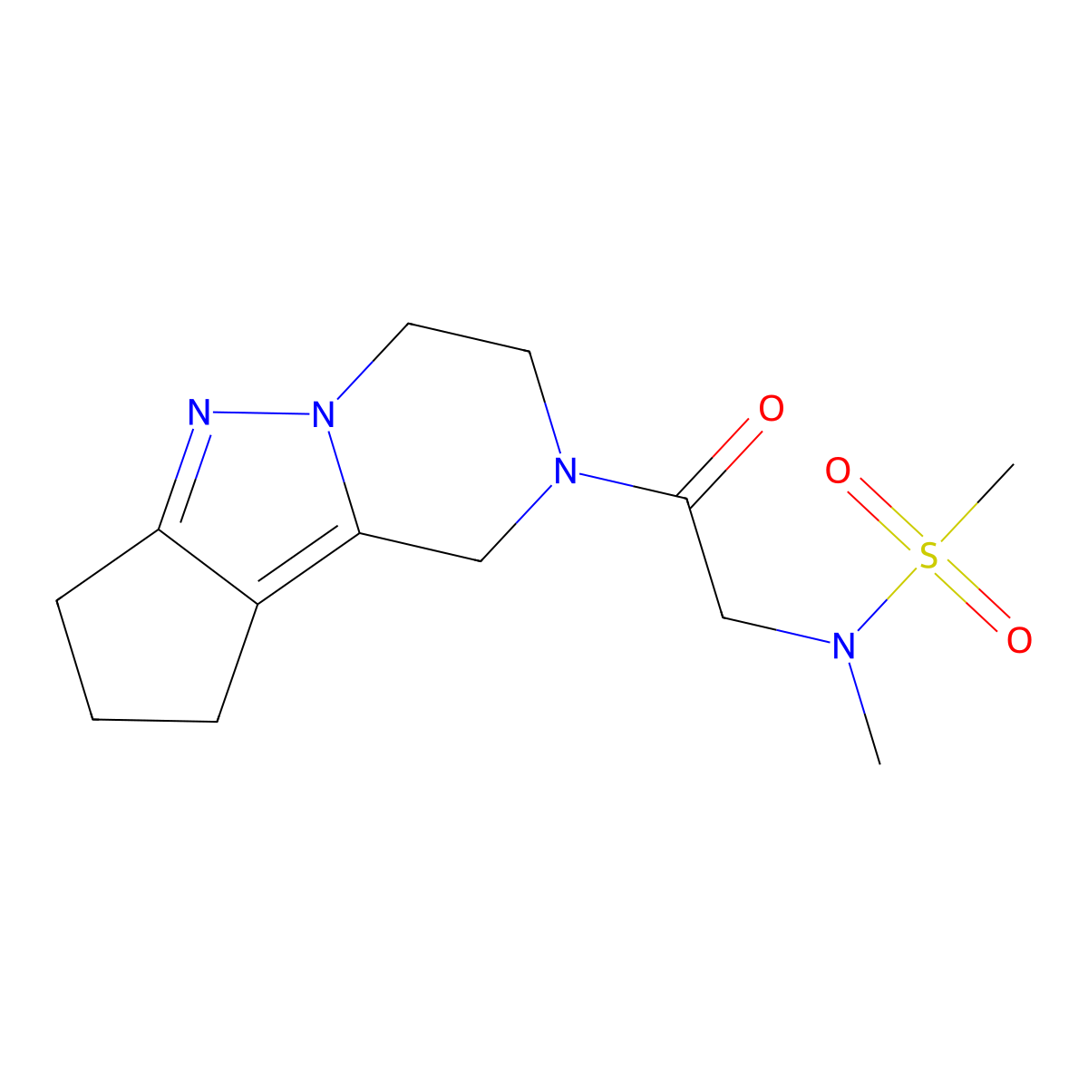 N-methyl-N-(2-oxo-2-{7,8,11-triazatricyclo[6.4.0.0^{2,6}]dodeca-1,6-dien-11-yl}ethyl)methanesulfonamide molecular structure, CAS 2034604-04-9