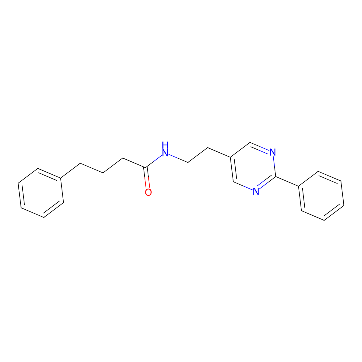 4-phenyl-N-(2-(2-phenylpyrimidin-5-yl)ethyl)butanamide molecular structure, CAS 2034604-05-0