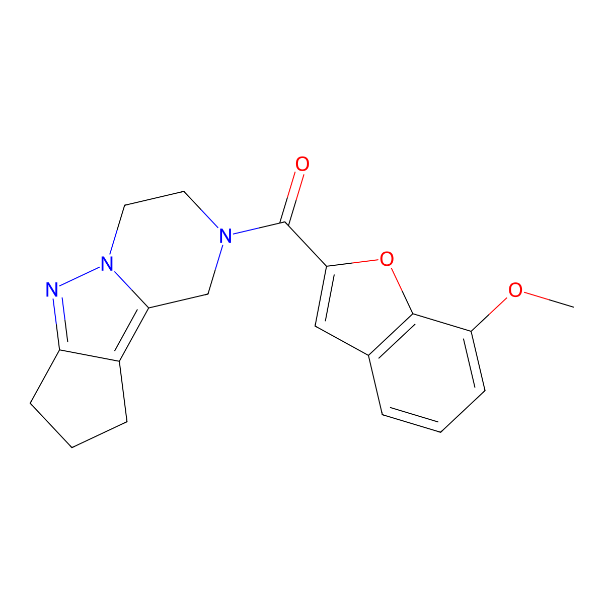(7-methoxybenzofuran-2-yl)(3,4,8,9-tetrahydro-1H-cyclopenta[3,4]pyrazolo[1,5-a]pyrazin-2(7H)-yl)methanone molecular structure, CAS 2034604-09-4