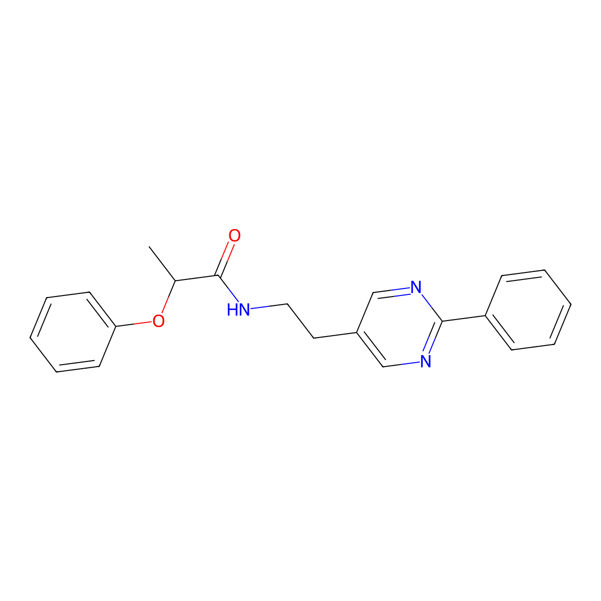 2-phenoxy-N-(2-(2-phenylpyrimidin-5-yl)ethyl)propanamide molecular structure, CAS 2034604-15-2