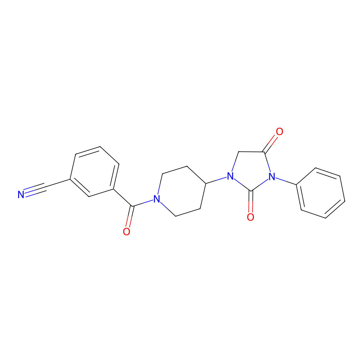 3-[4-(2,4-Dioxo-3-phenylimidazolidin-1-yl)piperidine-1-carbonyl]benzonitrile molecular structure, CAS 2034604-22-1