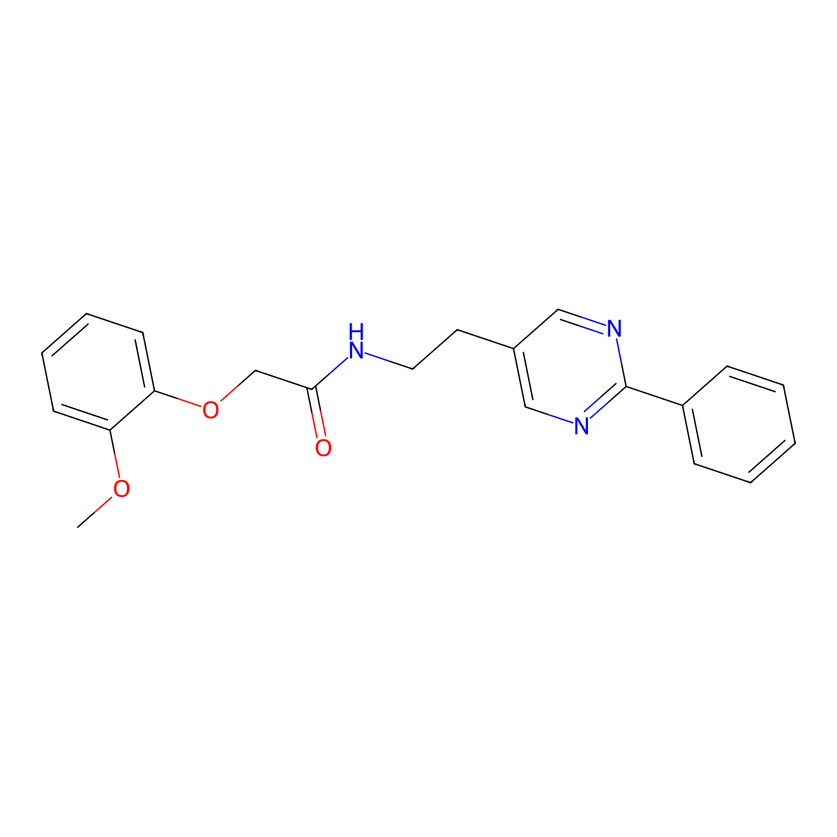 2-(2-methoxyphenoxy)-N-[2-(2-phenylpyrimidin-5-yl)ethyl]acetamide molecular structure, CAS 2034604-31-2