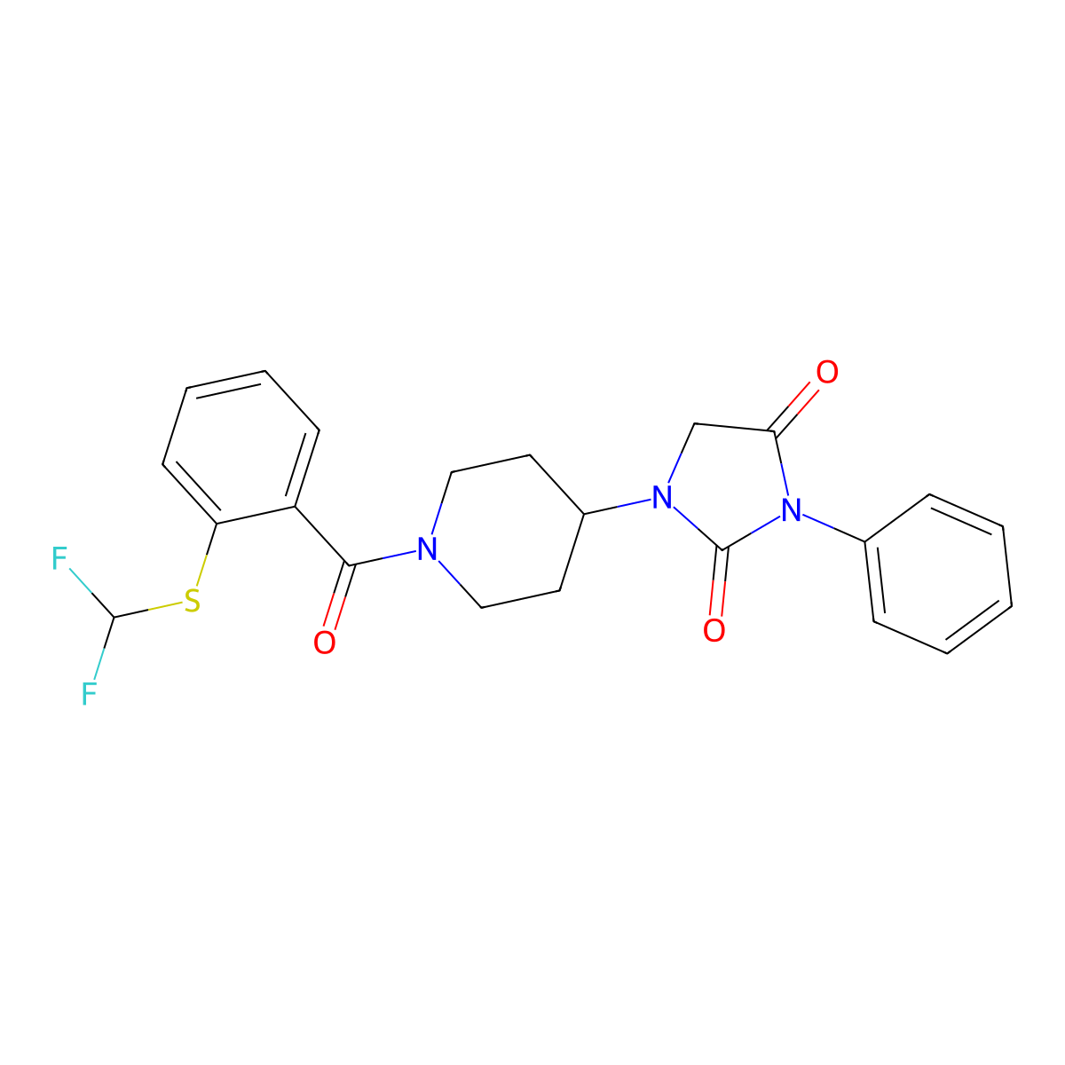 1-(1-(2-((Difluoromethyl)thio)benzoyl)piperidin-4-yl)-3-phenylimidazolidine-2,4-dione molecular structure, CAS 2034604-35-6