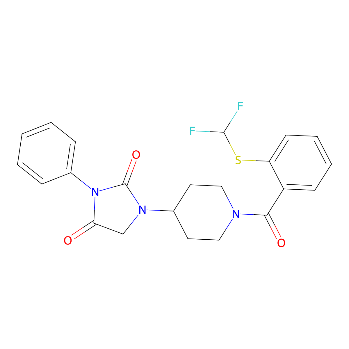 1-(1-(2-((Difluoromethyl)thio)benzoyl)piperidin-4-yl)-3-phenylimidazolidine-2,4-dione molecular structure, CAS 2034604-35-6