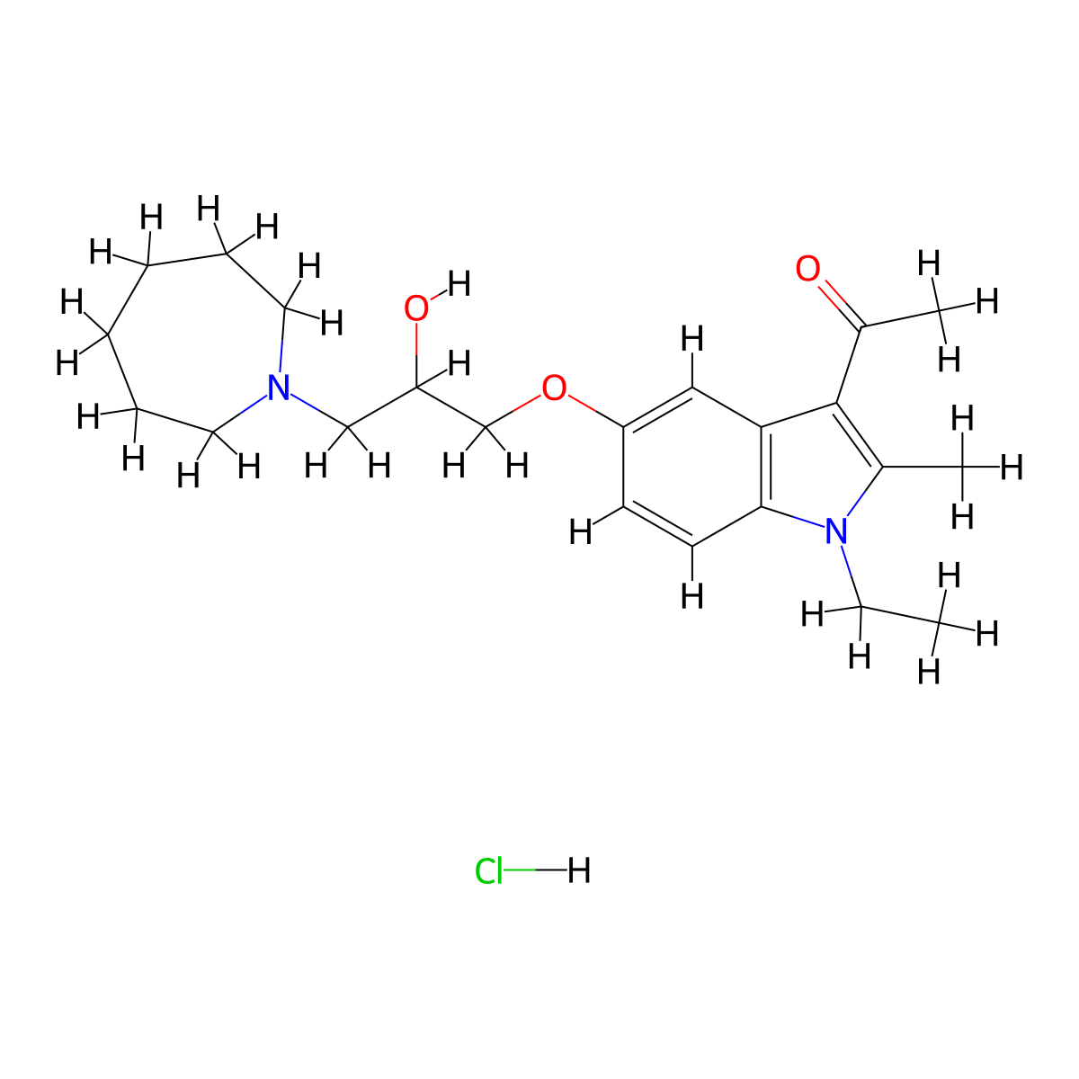 1-(5-(3-(azepan-1-yl)-2-hydroxypropoxy)-1-ethyl-2-methyl-1H-indol-3-yl)ethanone hydrochloride molecular structure, CAS 2034604-36-7