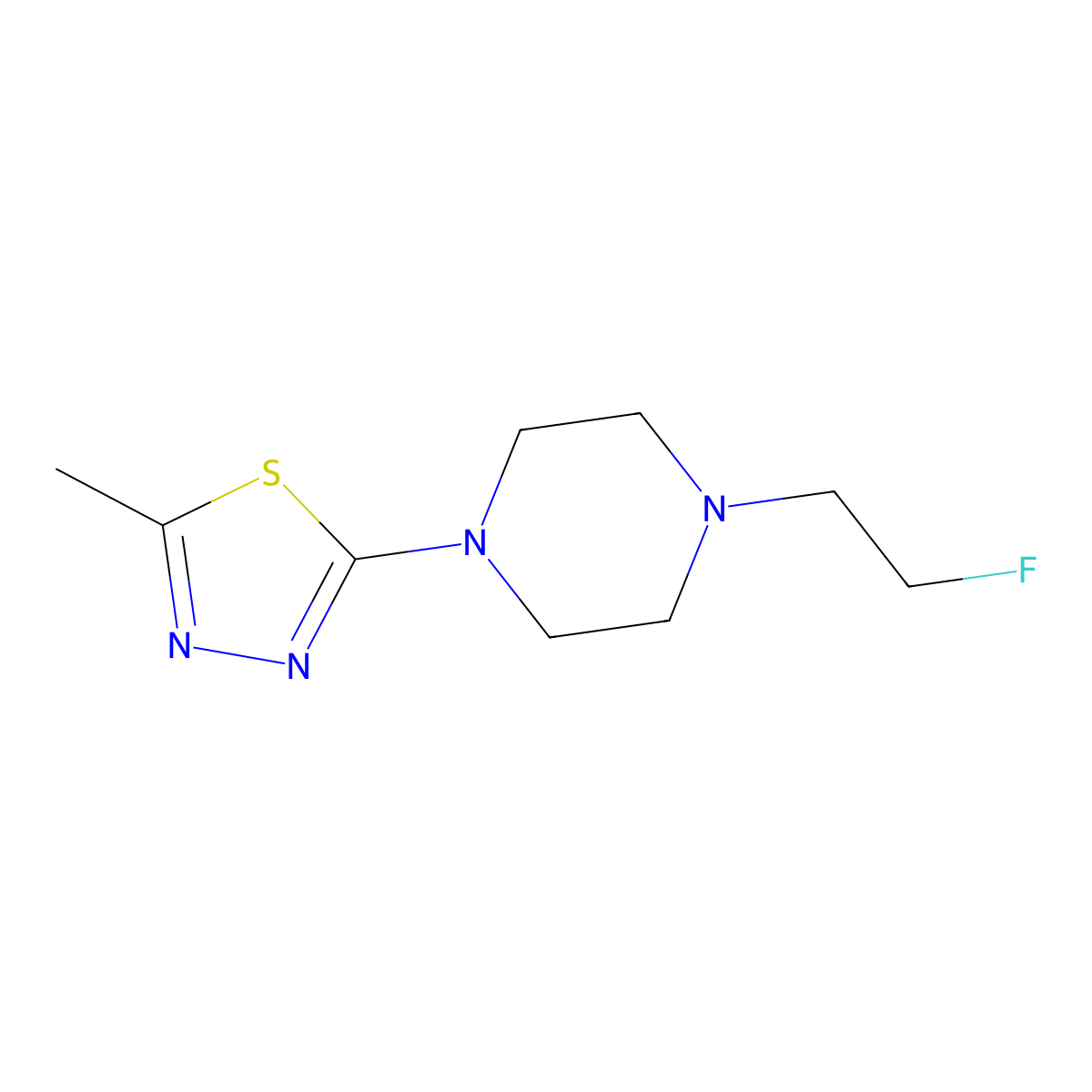 2-(4-(2-Fluoroethyl)piperazin-1-yl)-5-methyl-1,3,4-thiadiazole molecular structure, CAS 2034604-37-8