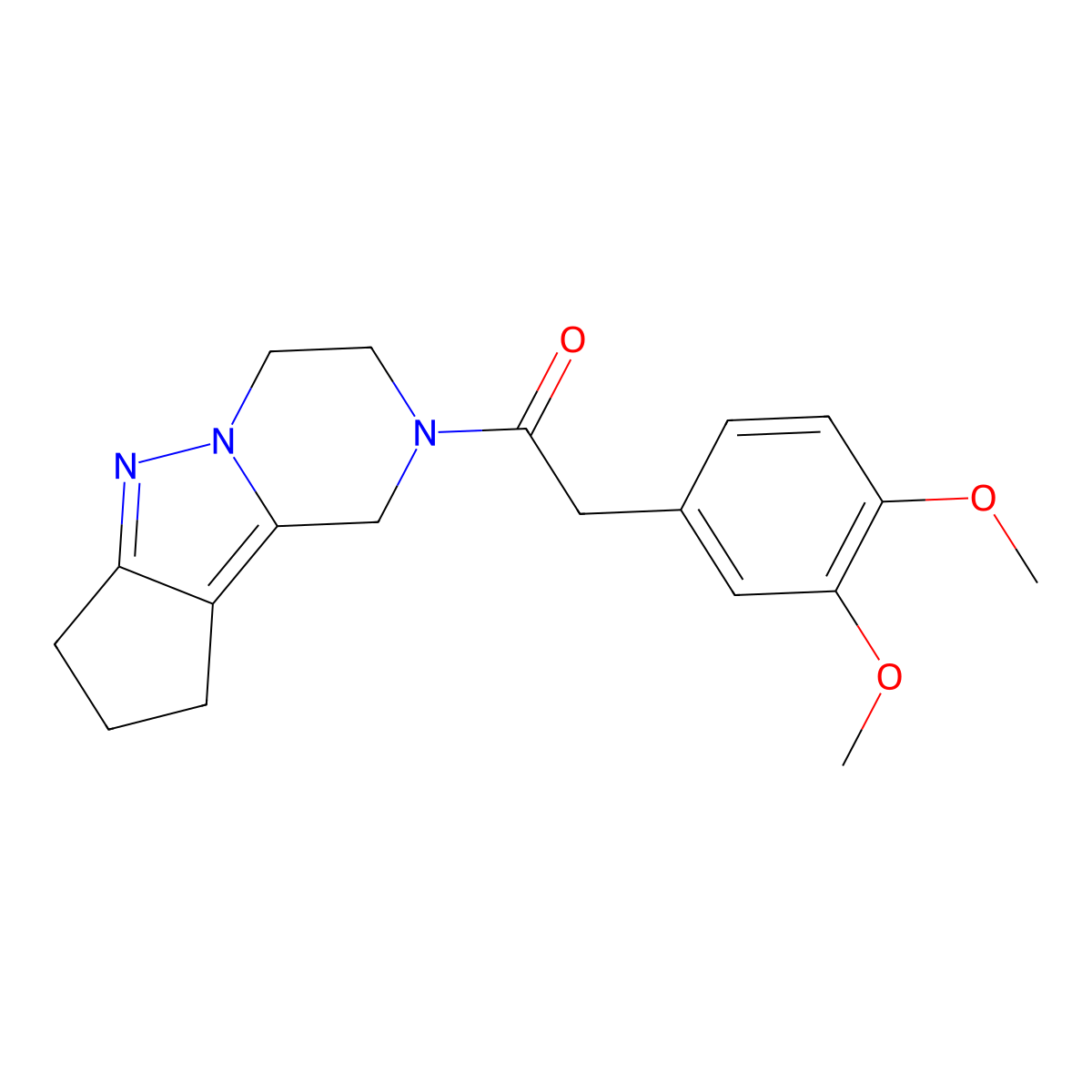 2-(3,4-dimethoxyphenyl)-1-(3,4,8,9-tetrahydro-1H-cyclopenta[3,4]pyrazolo[1,5-a]pyrazin-2(7H)-yl)ethanone molecular structure, CAS 2034604-41-4