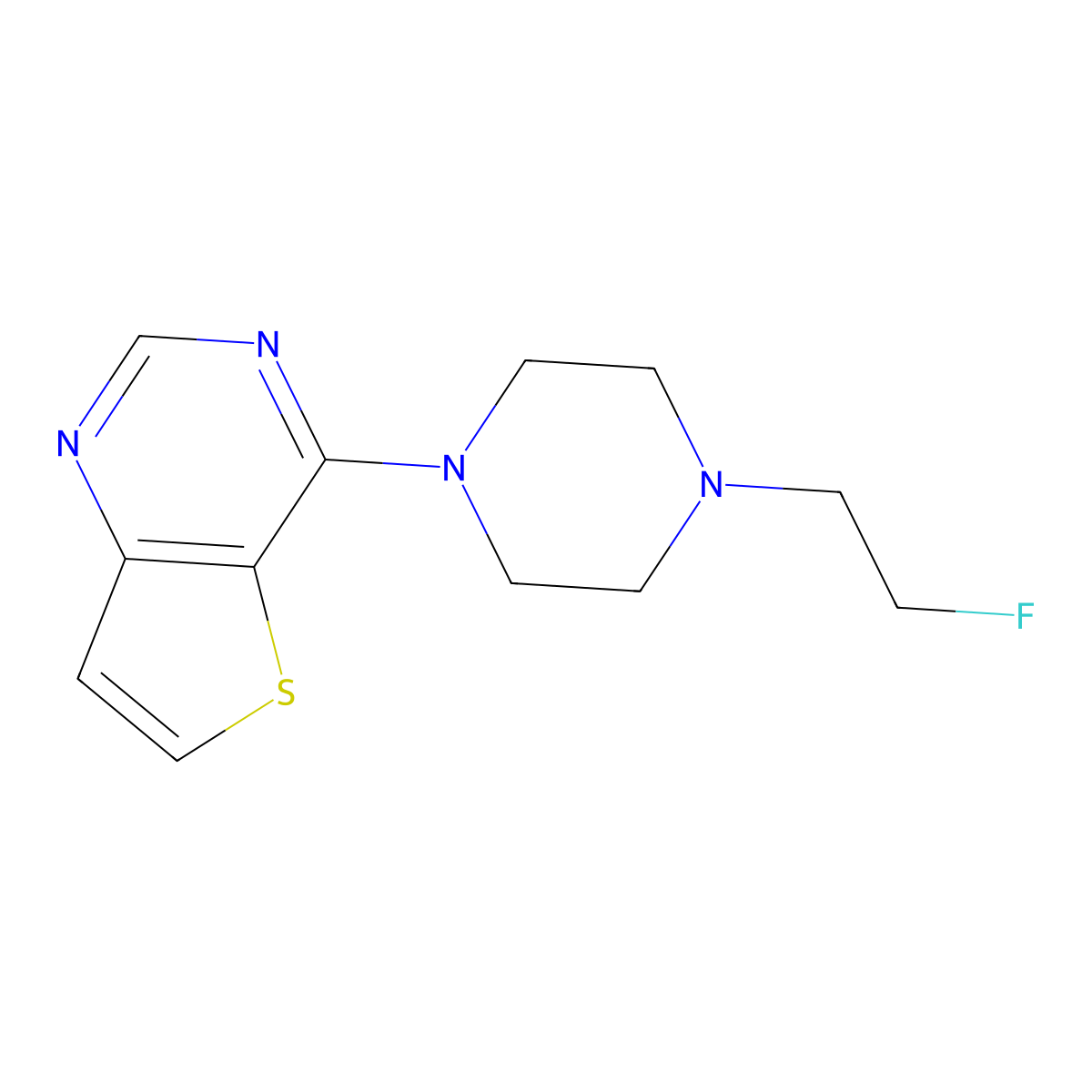 4-(4-(2-Fluoroethyl)piperazin-1-yl)thieno[3,2-d]pyrimidine molecular structure, CAS 2034604-50-5