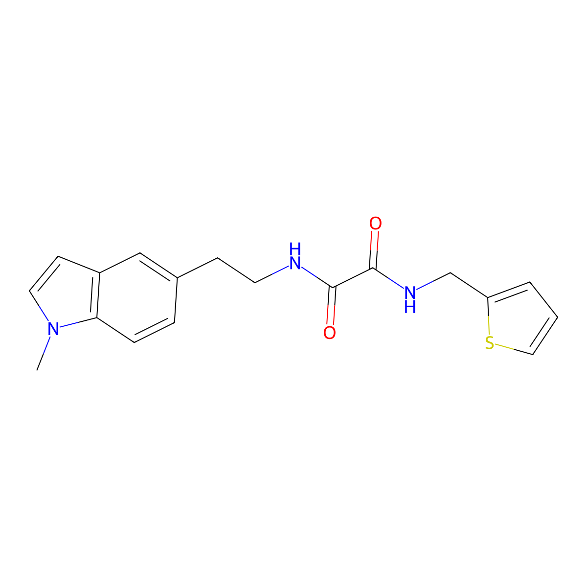 N1-(2-(1-methyl-1H-indol-5-yl)ethyl)-N2-(thiophen-2-ylmethyl)oxalamide molecular structure, CAS 2034604-56-1