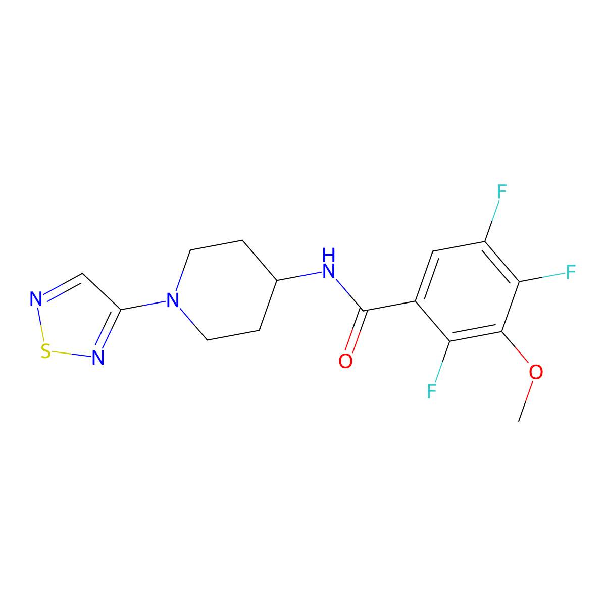 2,4,5-trifluoro-3-methoxy-N-[1-(1,2,5-thiadiazol-3-yl)piperidin-4-yl]benzamide molecular structure, CAS 2034604-62-9