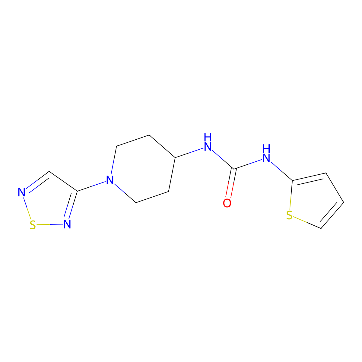 1-[1-(1,2,5-Thiadiazol-3-yl)piperidin-4-yl]-3-(thiophen-2-yl)urea molecular structure, CAS 2034604-65-2