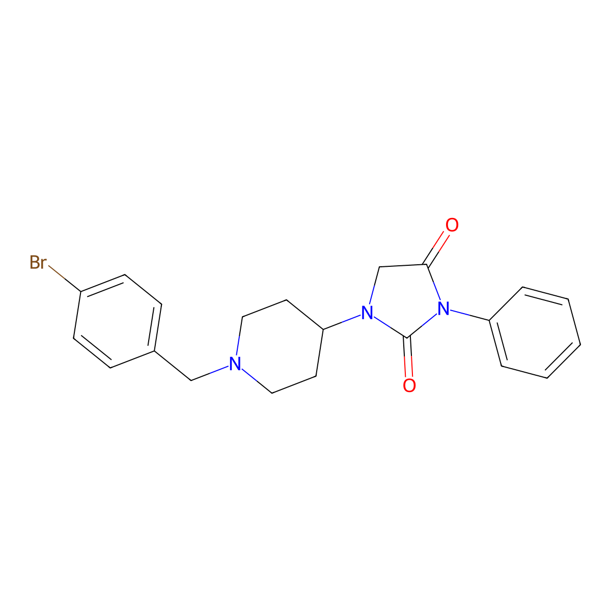 1-(1-(4-Bromobenzyl)piperidin-4-yl)-3-phenylimidazolidine-2,4-dione molecular structure, CAS 2034604-72-1
