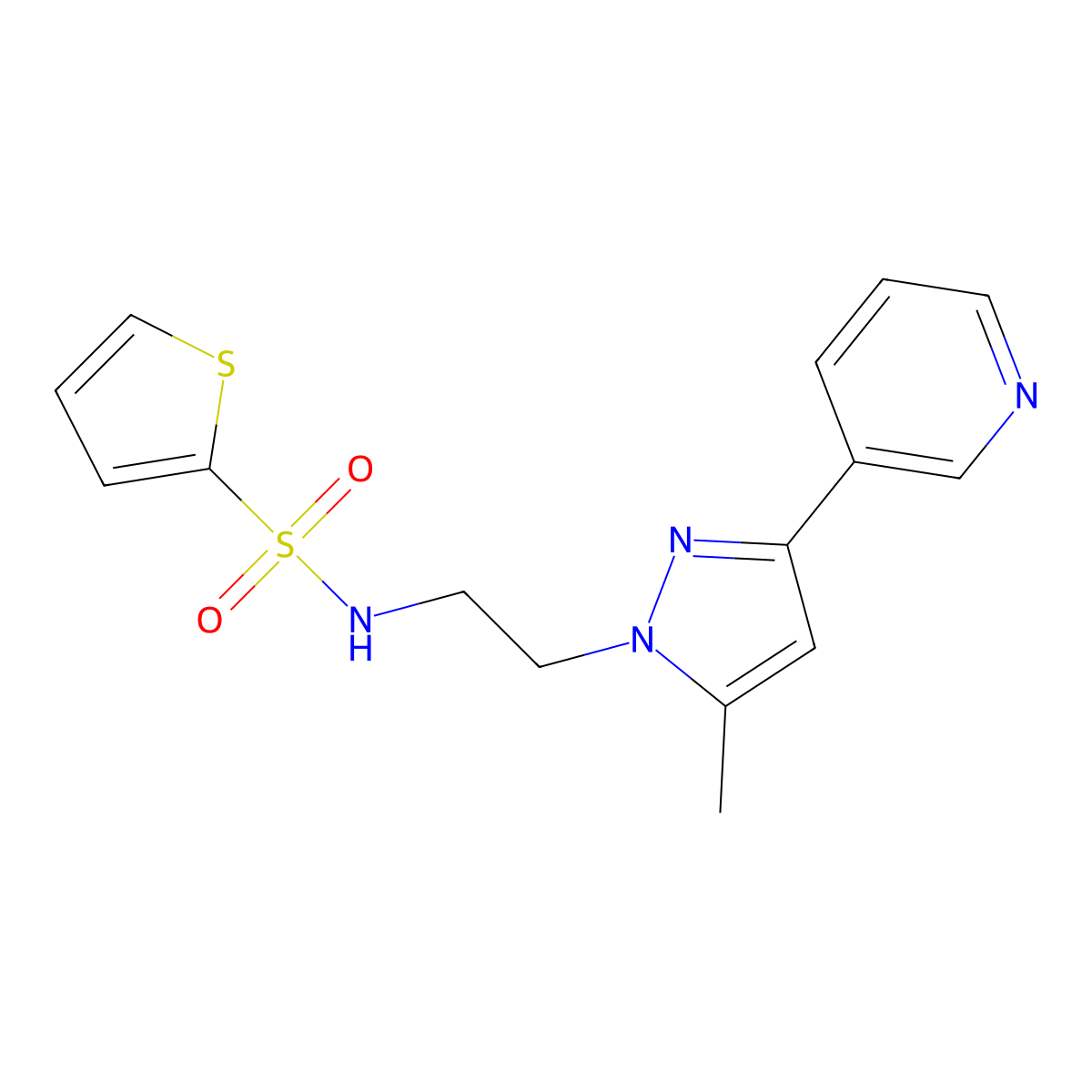 N-{2-[5-methyl-3-(pyridin-3-yl)-1H-pyrazol-1-yl]ethyl}thiophene-2-sulfonamide molecular structure, CAS 2034604-77-6