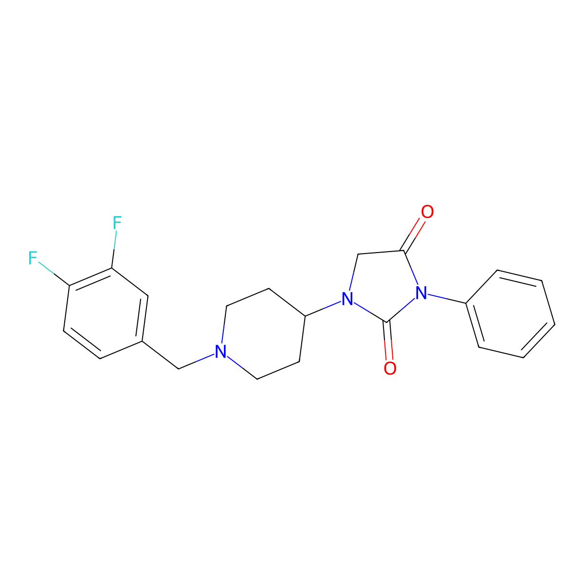 1-(1-(3,4-Difluorobenzyl)piperidin-4-yl)-3-phenylimidazolidine-2,4-dione molecular structure, CAS 2034604-92-5