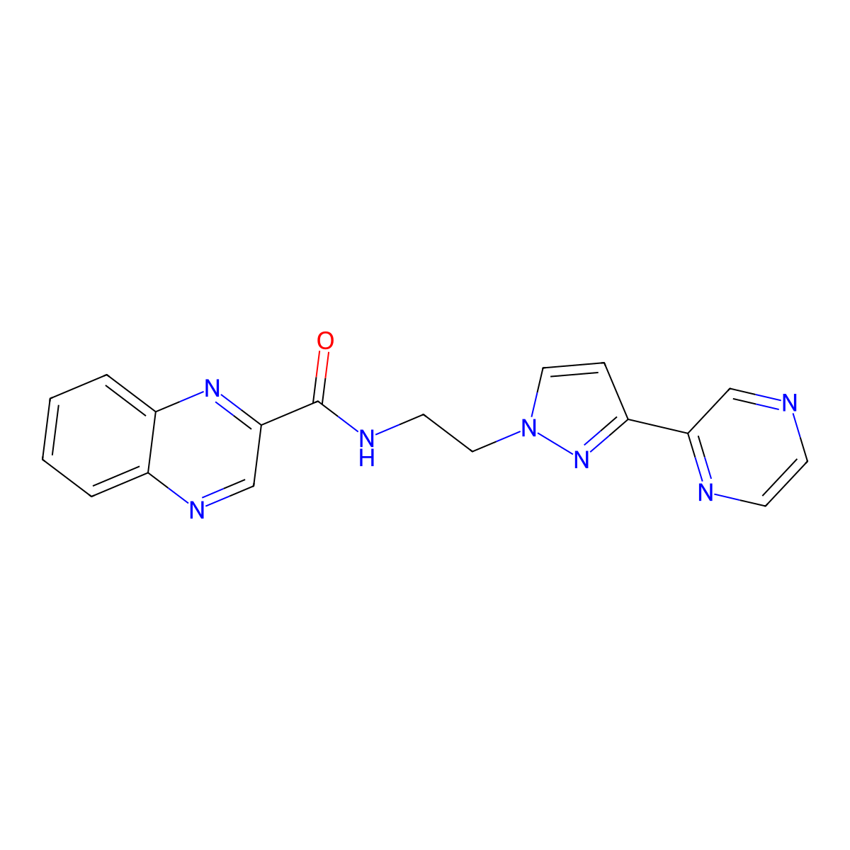 N-{2-[3-(pyrazin-2-yl)-1H-pyrazol-1-yl]ethyl}quinoxaline-2-carboxamide molecular structure, CAS 2034604-97-0