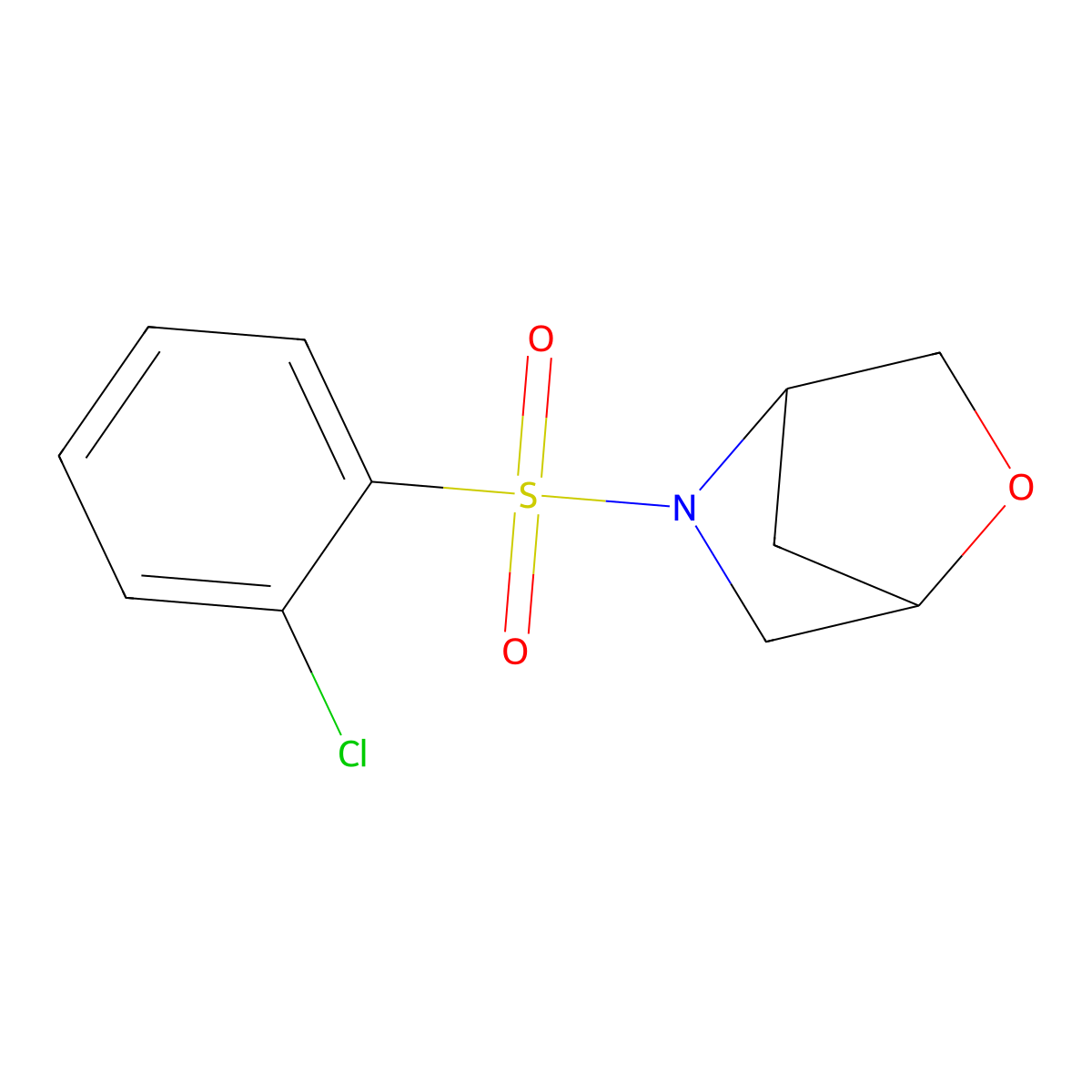 5-((2-Chlorophenyl)sulfonyl)-2-oxa-5-azabicyclo[2.2.1]heptane molecular structure, CAS 2034605-00-8