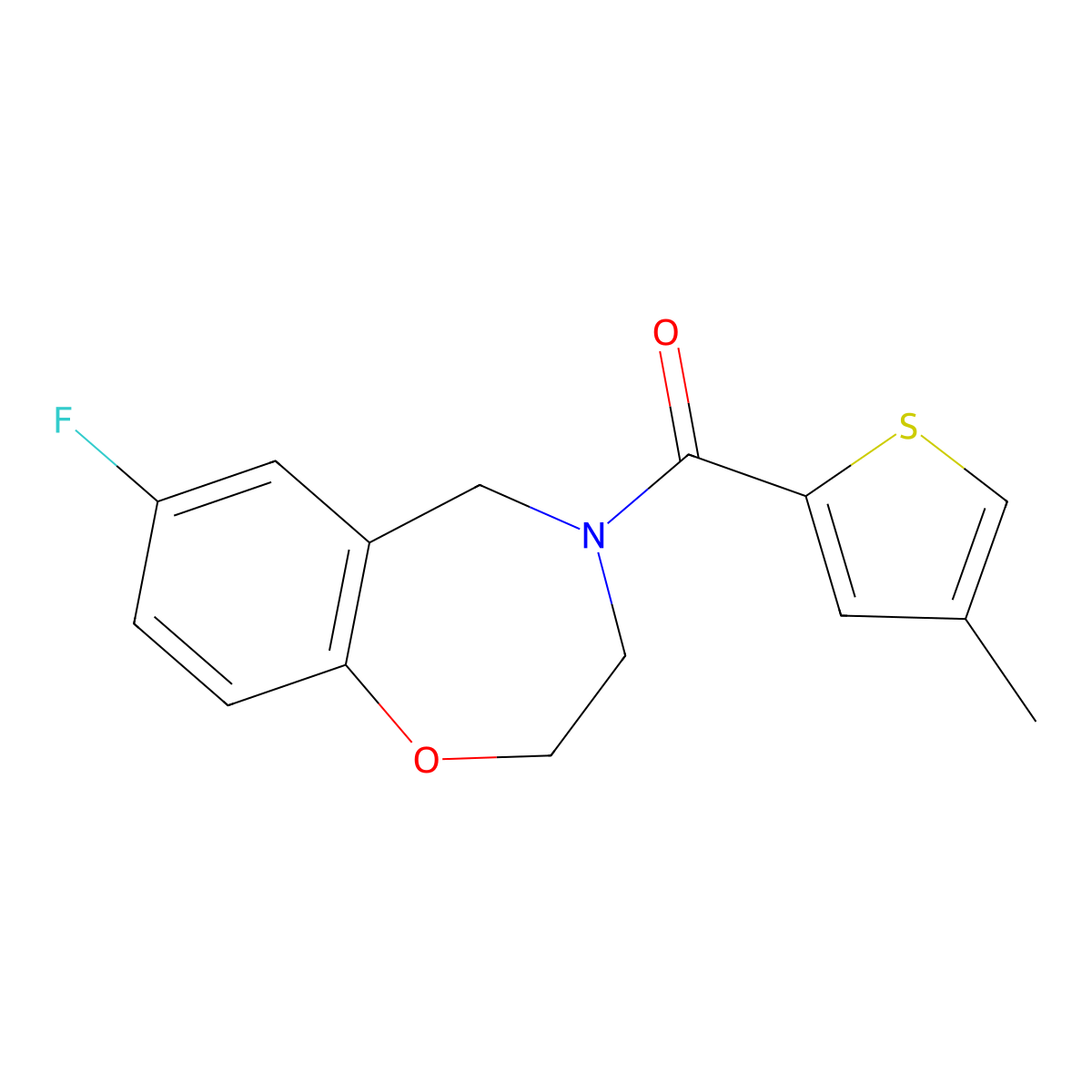(7-fluoro-2,3-dihydrobenzo[f][1,4]oxazepin-4(5H)-yl)(4-methylthiophen-2-yl)methanone molecular structure, CAS 2034605-12-2