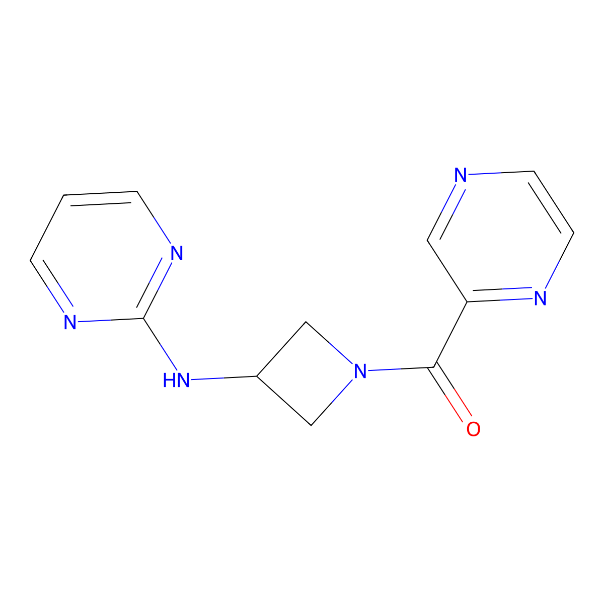 Pyrazin-2-yl(3-(pyrimidin-2-ylamino)azetidin-1-yl)methanone molecular structure, CAS 2034605-16-6