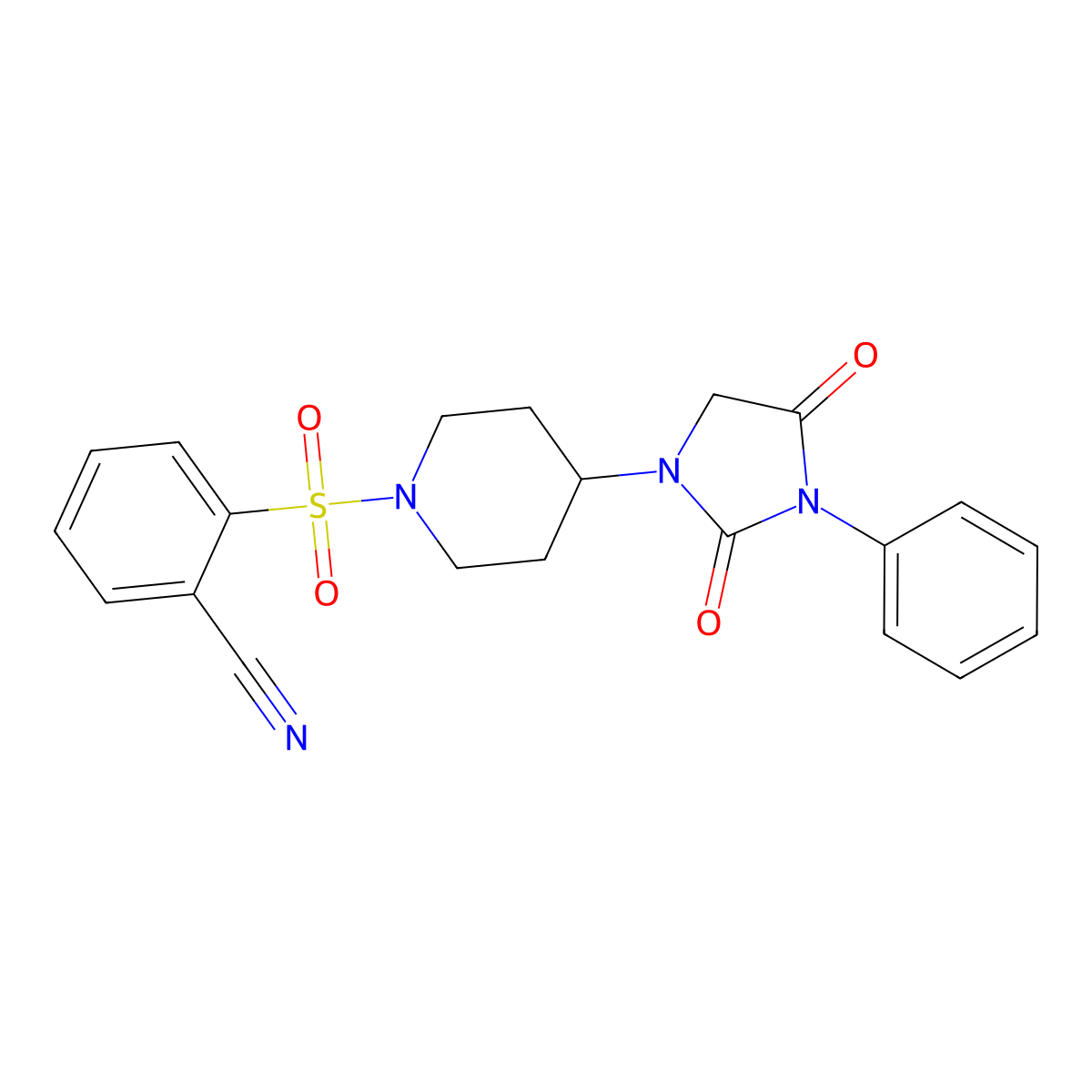 2-((4-(2,4-Dioxo-3-phenylimidazolidin-1-yl)piperidin-1-yl)sulfonyl)benzonitrile molecular structure, CAS 2034605-22-4