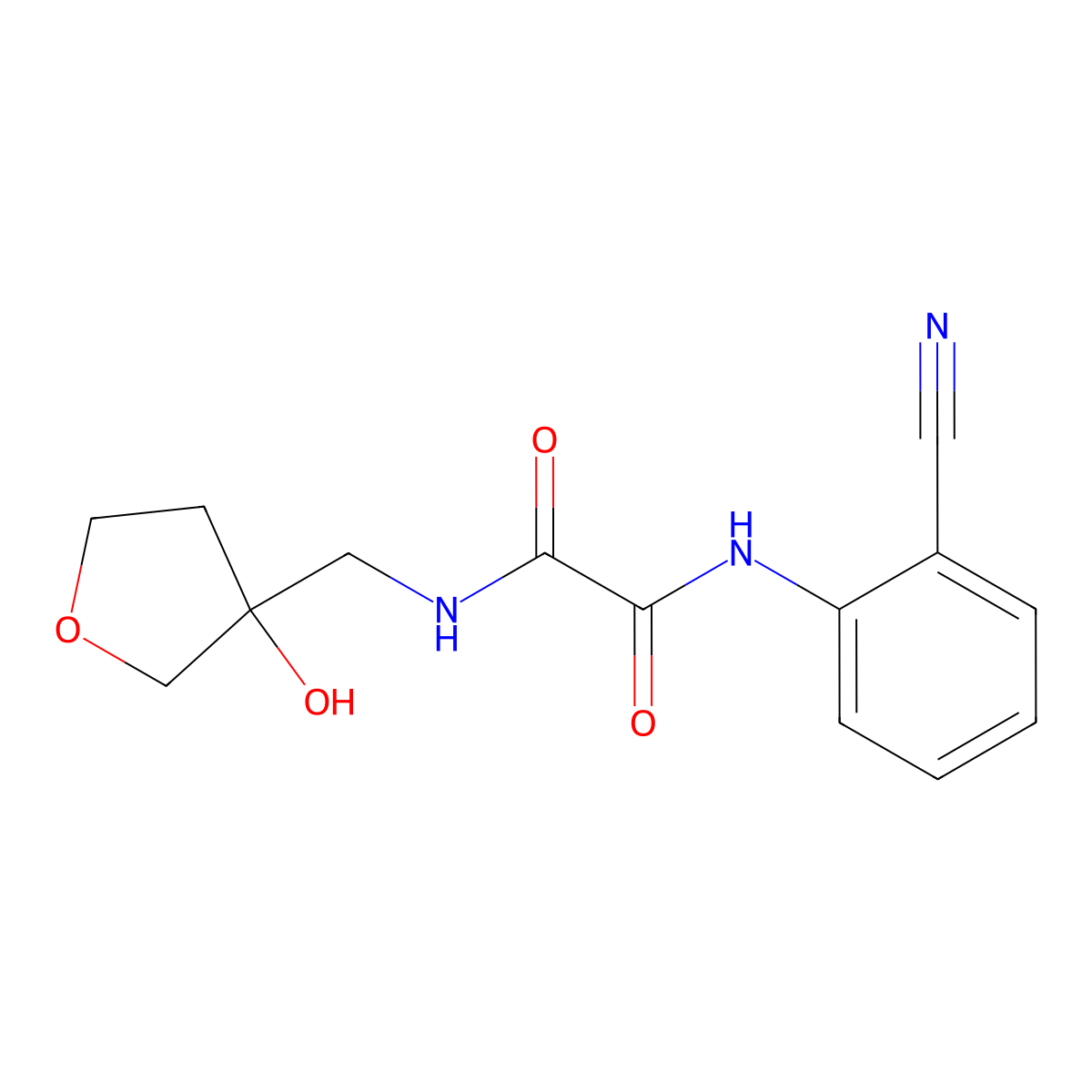 N1-(2-cyanophenyl)-N2-((3-hydroxytetrahydrofuran-3-yl)methyl)oxalamide molecular structure, CAS 2034605-28-0