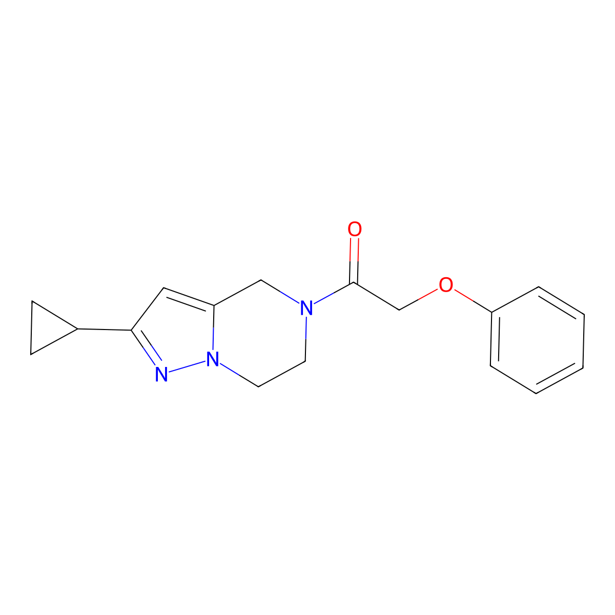 1-(2-cyclopropyl-6,7-dihydropyrazolo[1,5-a]pyrazin-5(4H)-yl)-2-phenoxyethanone molecular structure, CAS 2034605-43-9