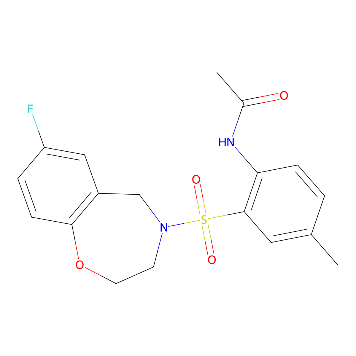 N-(2-((7-fluoro-2,3-dihydrobenzo[f][1,4]oxazepin-4(5H)-yl)sulfonyl)-4-methylphenyl)acetamide molecular structure, CAS 2034605-48-4