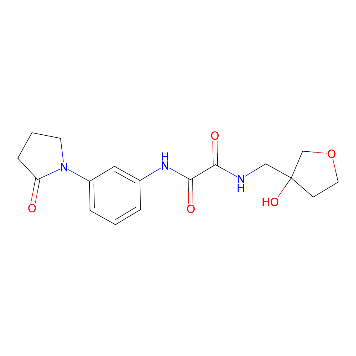 N1-((3-hydroxytetrahydrofuran-3-yl)methyl)-N2-(3-(2-oxopyrrolidin-1-yl)phenyl)oxalamide molecular structure, CAS 2034605-56-4