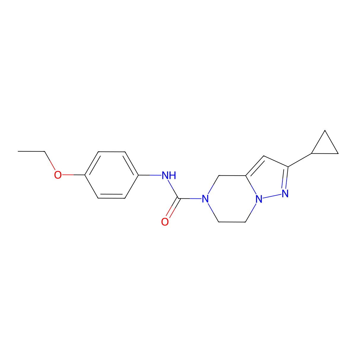 2-cyclopropyl-N-(4-ethoxyphenyl)-6,7-dihydropyrazolo[1,5-a]pyrazine-5(4H)-carboxamide molecular structure, CAS 2034605-64-4